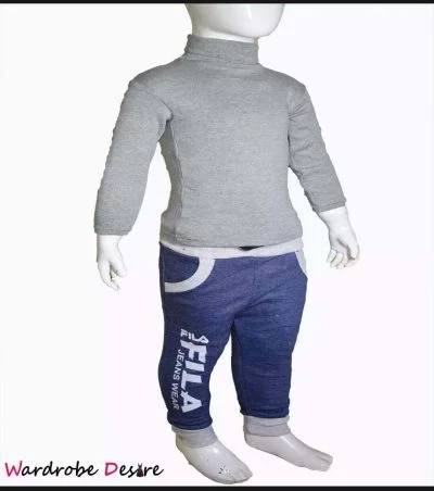 Pack of 4 Winter Collection 2 High Neck & 2 Warm trousers for Kids-Random Colors - Image 3