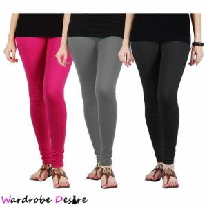 Pack of 3 Girls Legging Elasticated Waist stretchable trousers for Girls-Multicolor