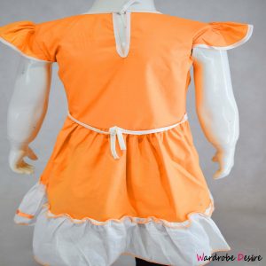 Premium Cotton Frock for Girls-Orange 4-8 Years