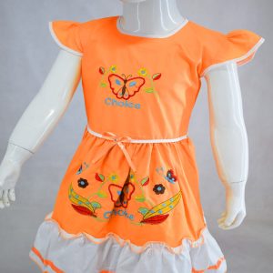 Premium Cotton Frock for Girls-Orange 4-8 Years