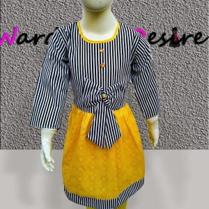 Bowknot Winter Cotton Full Sleeves Frock for Girls-4 to 8 Years