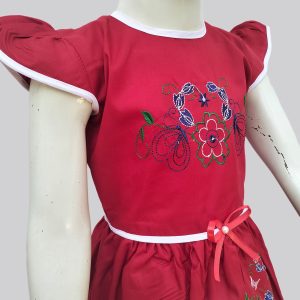 Traditional Pure Cotton Dress Set for Girls-Red