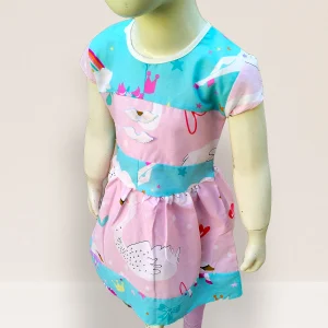 Pure Cotton Safari Print Frock for Girls Pink