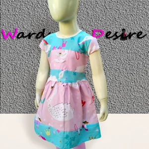 Pure Cotton Safari Print Frock for Girls Pink