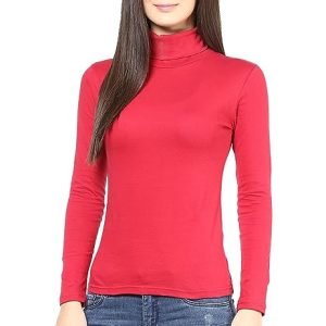 Women Highneck Shirt Red
