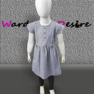 Chamray Cotton Dress for Girls-Grey 4 to 8 years