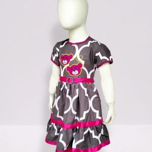 Obstacle Dress Set For Baby Girl 4-8 years- Grey
