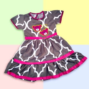 Obstacle Dress Set For Baby Girl 4-8 years- Grey