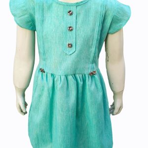 Chamray Cotton Dress for Girls-Sea green 4 to 8 years