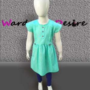 Chamray Cotton Dress for Girls-Sea green 4 to 8 years