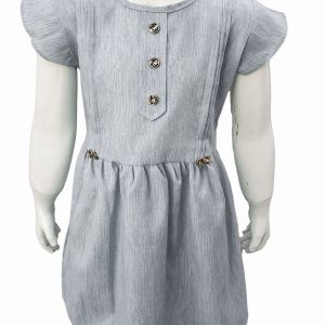 Chamray Cotton Dress for Girls-Grey 4 to 8 years