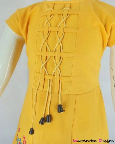 yellow Stonewash Pure Cotton Premium Frock or Top for Girls - Image 3