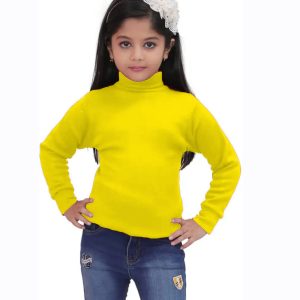 Full Sleeves Poly-Fleece thermal Hineck for Girls-Yellow | Winter Collection 2023