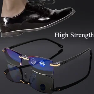 2020 High Strength Reading Glasses Men Anti Blue Light Portable Rimless Women Presbyopic Bifocal Glasses TR90 Gafas 1.0 To 4.0